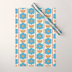 Cozy Country Vintage Floral Jonnty Flowers and Stripes Pattern Wrapping Paper Gallery Image 1