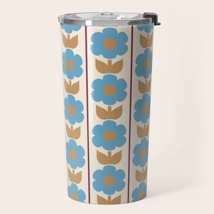 Cozy Country Vintage Floral Jonnty Flowers and Stripes Pattern Travel Mug Gallery Image 2