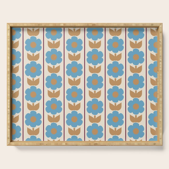 Cozy Country Vintage Floral Jonnty Flowers and Stripes Pattern Serving Tray Gallery Image 1