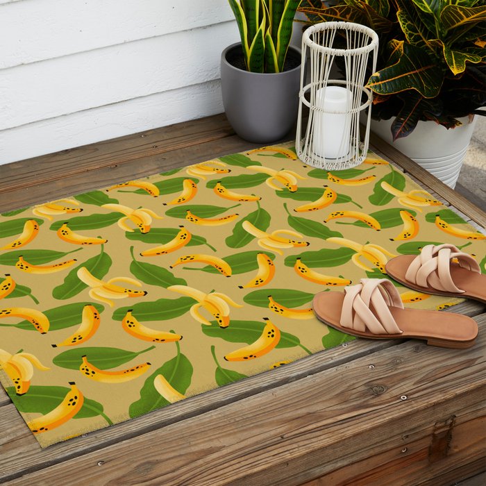 Banana Pattern on Tan Outdoor Rug Gallery Image 2