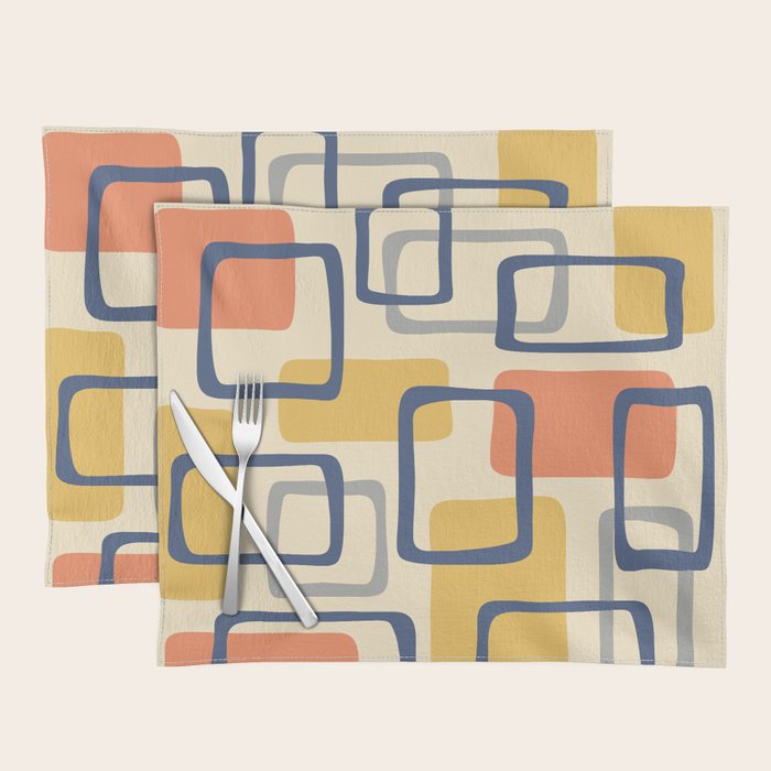 Mid Century Modern Abstract Squares Pattern 456 Placemat Gallery Image 1