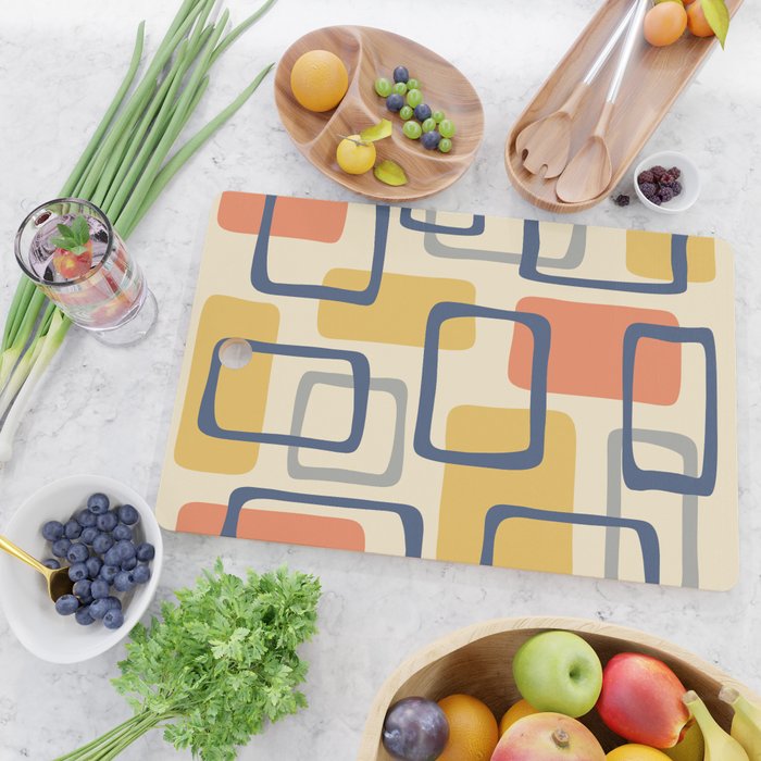 Mid Century Modern Abstract Squares Pattern 456 Cutting Board Gallery Image 2