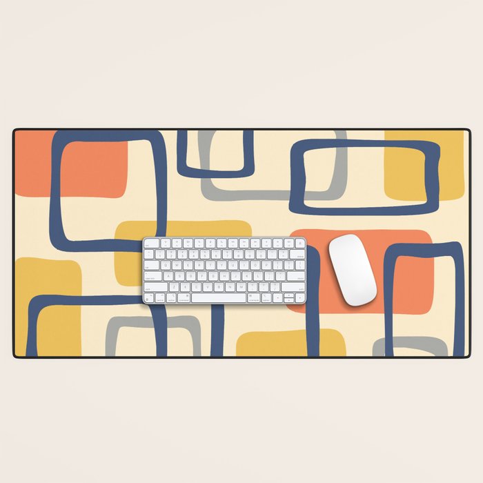 Mid Century Modern Abstract Squares Pattern 456 Desk Mat Gallery Image 1