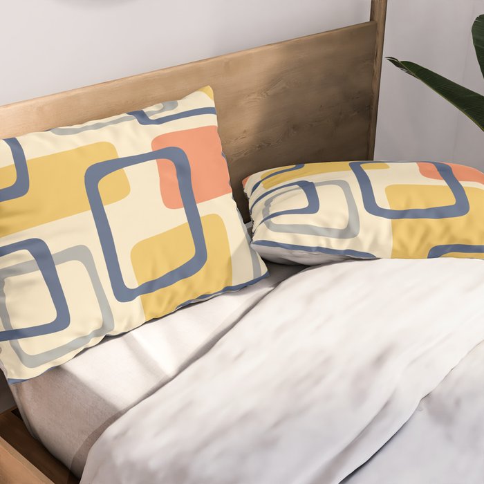 Mid Century Modern Abstract Squares Pattern 456 Pillow Sham Gallery Image 2