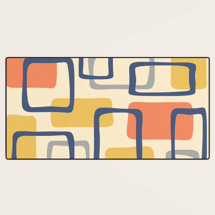 Mid Century Modern Abstract Squares Pattern 456 Desk Mat Gallery Image 3
