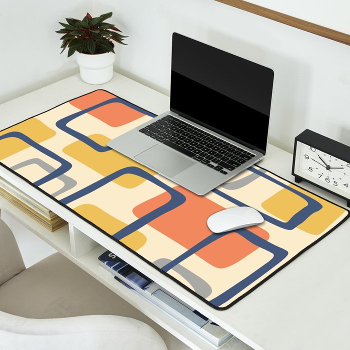 Mid Century Modern Abstract Squares Pattern 456 Desk Mat Gallery Image 2