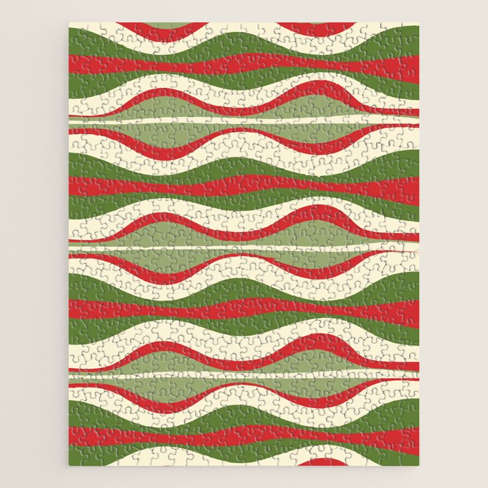 Mod Christmas Retro Xmas Hourglass Abstract Pattern  Jigsaw Puzzle Gallery Image 1