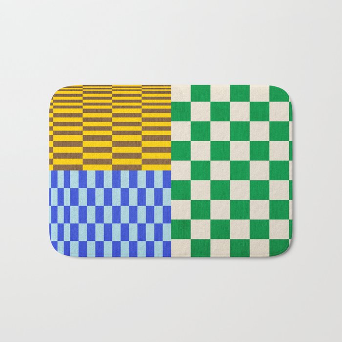 Retro Checkerboard Collage 02 Bath Mat Gallery Image 1