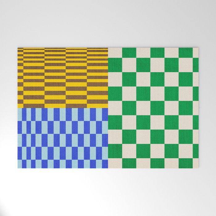 Retro Checkerboard Collage 02 Welcome Mat Gallery Image 1