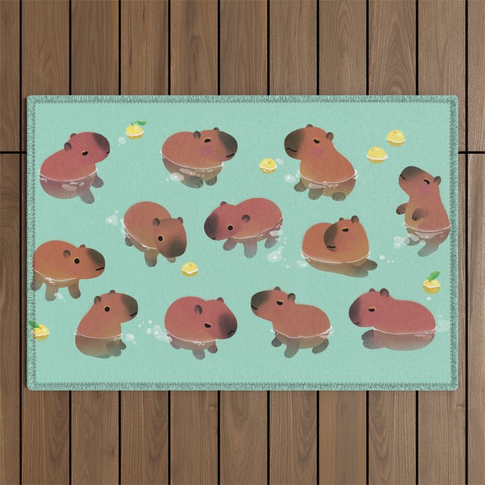 Capybath time Outdoor Rug Gallery Image 1