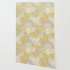 Floral Prints, Soft Yellow and Gray, Modern Print Art Wallpaper Gallery Image 2