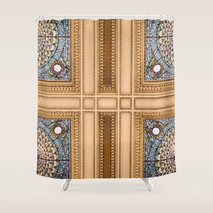 Teal x Gold X Washington DC architecture Shower Curtain Gallery Image 1