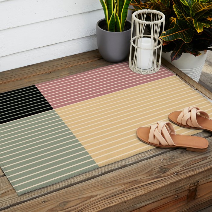 Color Block Line Abstract XII Outdoor Rug Gallery Image 2