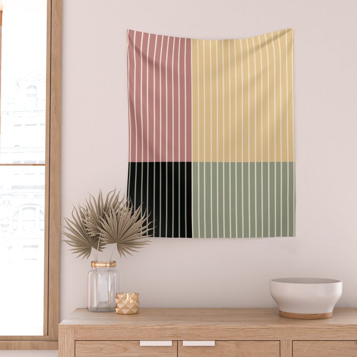 Color Block Line Abstract XII Wall Tapestry Gallery Image 2