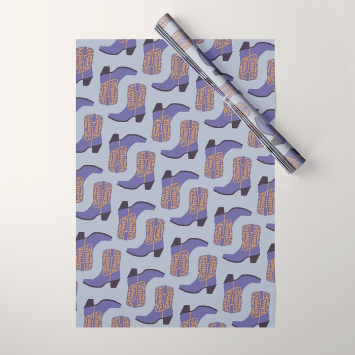 Purple Cowgirl Boot Wrapping Paper Gallery Image 1