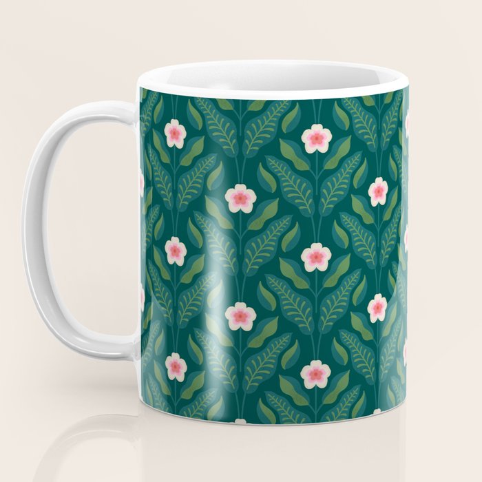 Hibiscus and Leaves Pattern Coffee Mug Gallery Image 3