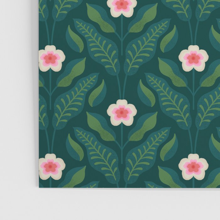 Hibiscus and Leaves Pattern Poster Gallery Image 3