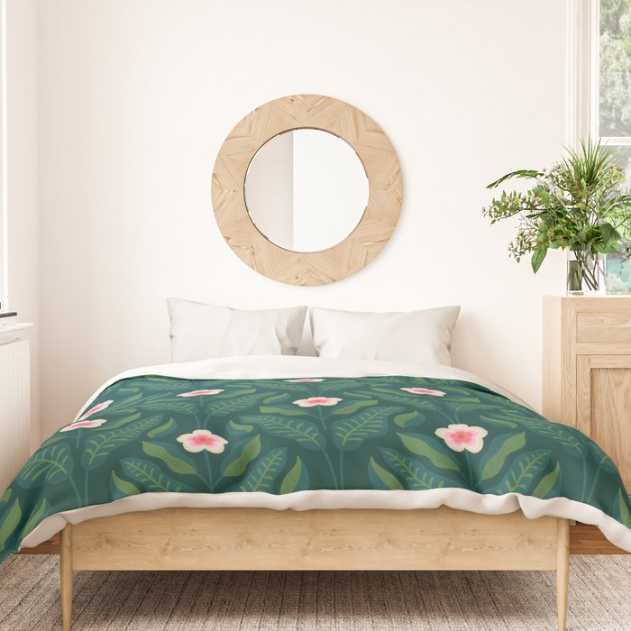 Hibiscus and Leaves Pattern Duvet Cover Gallery Image 3