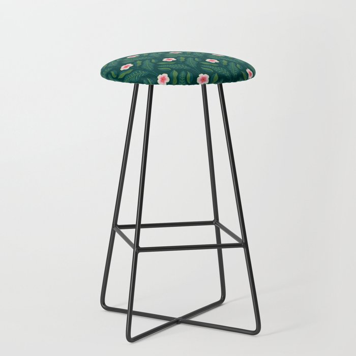 Hibiscus and Leaves Pattern Stool Gallery Image 1