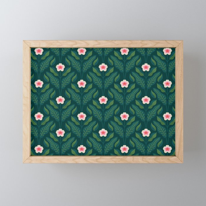 Hibiscus and Leaves Pattern Mini Art Print Gallery Image 1