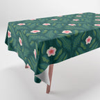 Hibiscus and Leaves Pattern Tablecloth Gallery Image 1