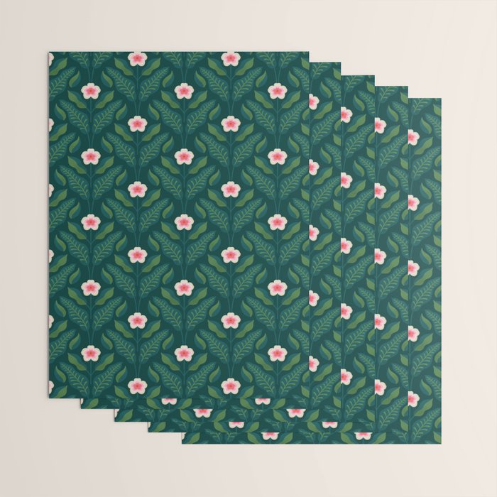 Hibiscus and Leaves Pattern Wrapping Paper Gallery Image 3