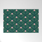 Hibiscus and Leaves Pattern Welcome Mat Gallery Image 1