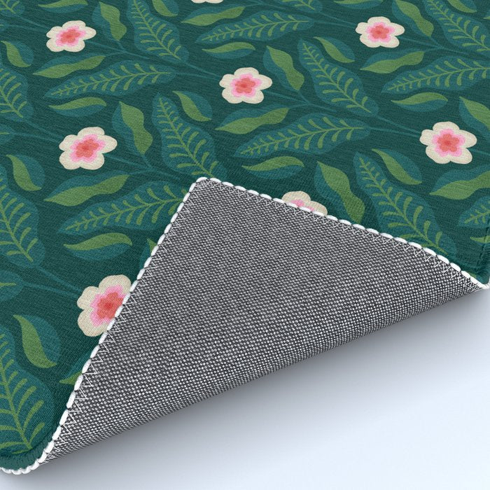 Hibiscus and Leaves Pattern Rug Gallery Image 4