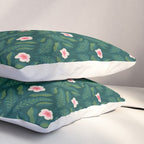 Hibiscus and Leaves Pattern Pillow Sham Gallery Image 3