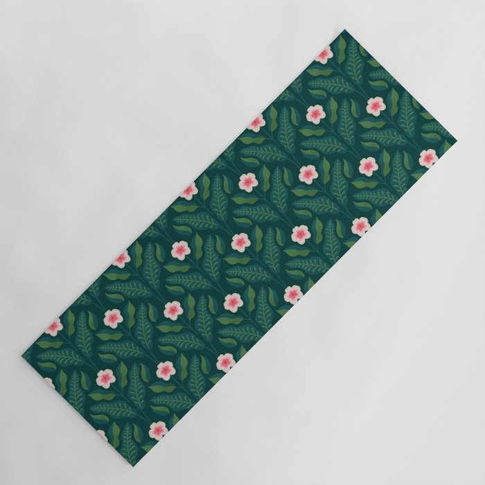 Hibiscus and Leaves Pattern Yoga Mat Gallery Image 1