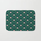 Hibiscus and Leaves Pattern Bath Mat Gallery Image 1