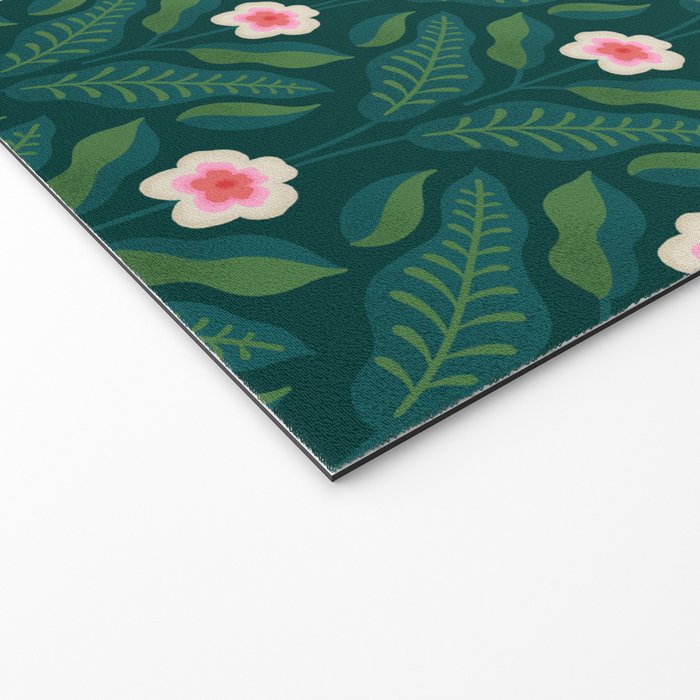 Hibiscus and Leaves Pattern Welcome Mat Gallery Image 2