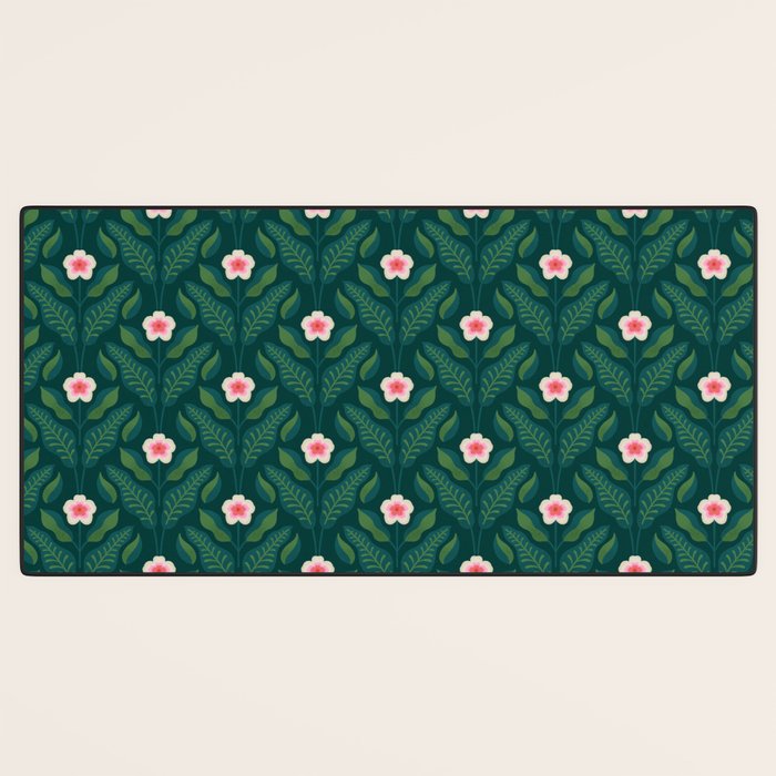 Hibiscus and Leaves Pattern Desk Mat Gallery Image 3
