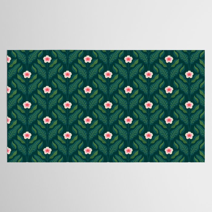 Hibiscus and Leaves Pattern Tablecloth Gallery Image 2