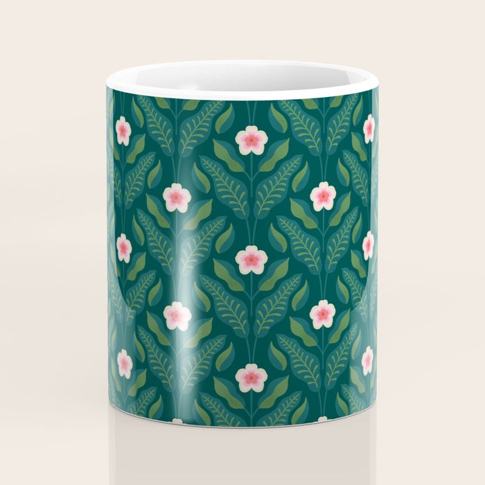 Hibiscus and Leaves Pattern Coffee Mug Gallery Image 4