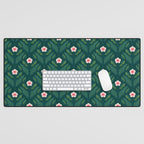 Hibiscus and Leaves Pattern Desk Mat Gallery Image 1