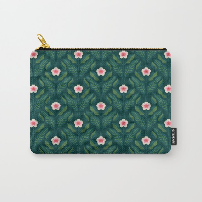 Hibiscus and Leaves Pattern Carry All Pouch Gallery Image 1