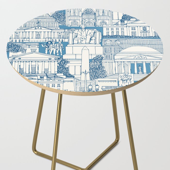 Washington DC toile blue Side Table Gallery Image 2