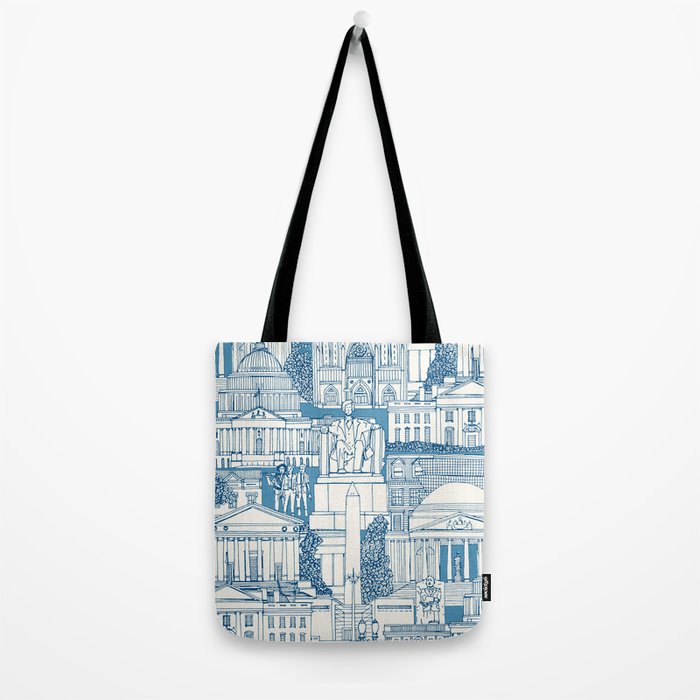 Washington DC toile blue Tote Bag Gallery Image 2