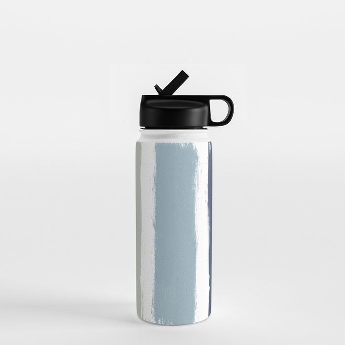 Blue & Taupe Stripes Water Bottle Gallery Image 1