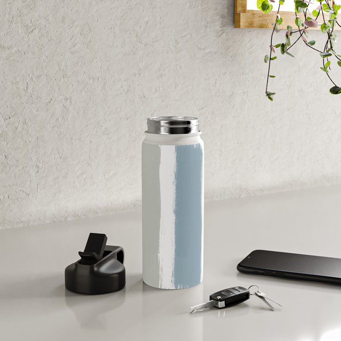 Blue & Taupe Stripes Water Bottle Gallery Image 4