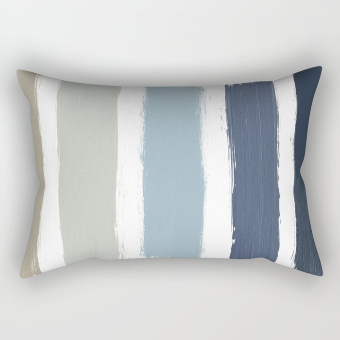 Blue & Taupe Stripes Rectangular Pillow Gallery Image 1