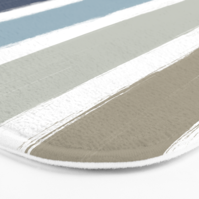 Blue & Taupe Stripes Bath Mat Gallery Image 3