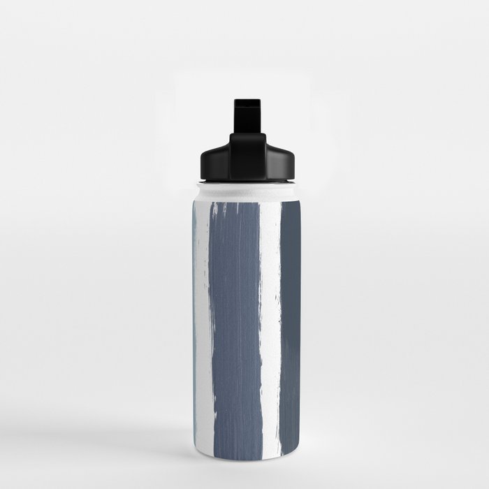 Blue & Taupe Stripes Water Bottle Gallery Image 2