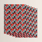 Mid Century Modern Geometric Shapes and Stripes No. 2 Red, Gray, Black Wrapping Paper Gallery Image 3