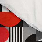 Mid Century Modern Geometric Shapes and Stripes No. 2 Red, Gray, Black Comforter Gallery Image 4