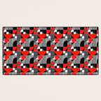 Mid Century Modern Geometric Shapes and Stripes No. 2 Red, Gray, Black Desk Mat Gallery Image 3
