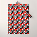 Mid Century Modern Geometric Shapes and Stripes No. 2 Red, Gray, Black Wrapping Paper Gallery Image 1