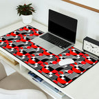 Mid Century Modern Geometric Shapes and Stripes No. 2 Red, Gray, Black Desk Mat Gallery Image 2