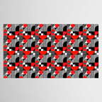 Mid Century Modern Geometric Shapes and Stripes No. 2 Red, Gray, Black Tablecloth Gallery Image 2